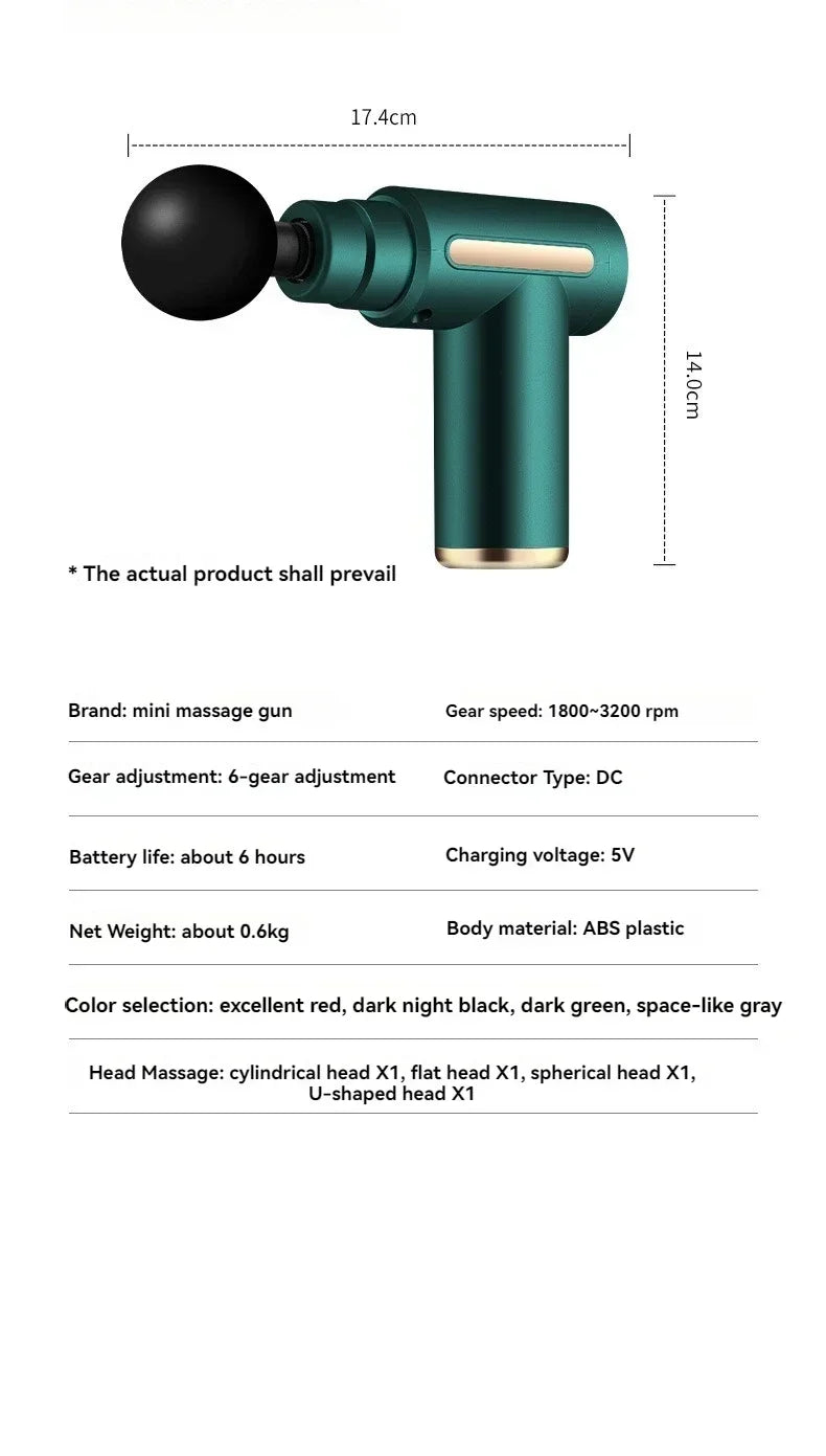 USB Mini Massage Gun Fascia Machine Muscle Relaxation Vibrating Gun Rod