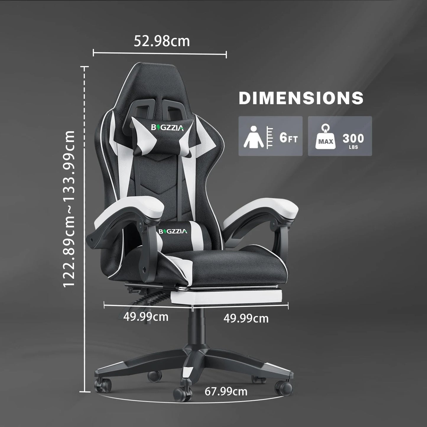 Gaming Chair with Footrest Gamer Chairs Ergonomic with Lumbar Cushion