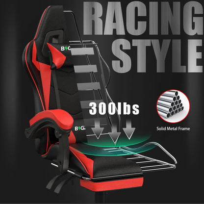 Gaming Chair with Footrest Gamer Chairs Ergonomic with Lumbar Cushion