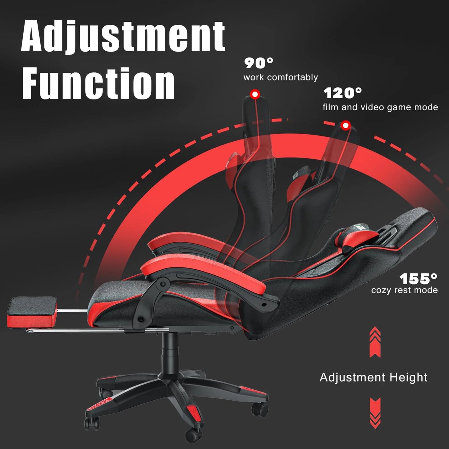 Gaming Chair with Footrest Gamer Chairs Ergonomic with Lumbar Cushion