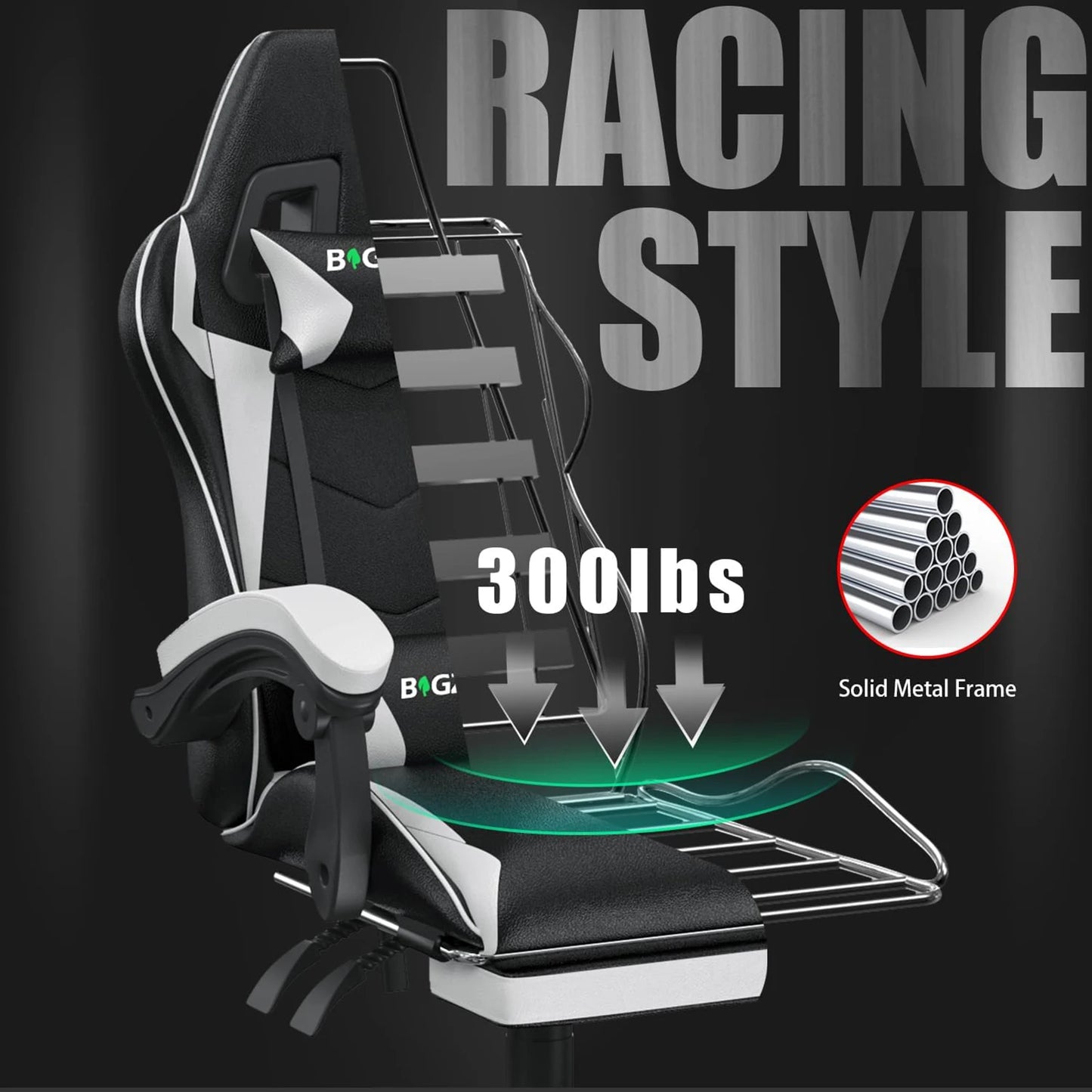 Gaming Chair with Footrest Gamer Chairs Ergonomic with Lumbar Cushion