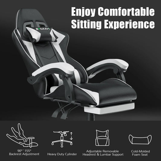 Gaming Chair with Footrest Gamer Chairs Ergonomic with Lumbar Cushion