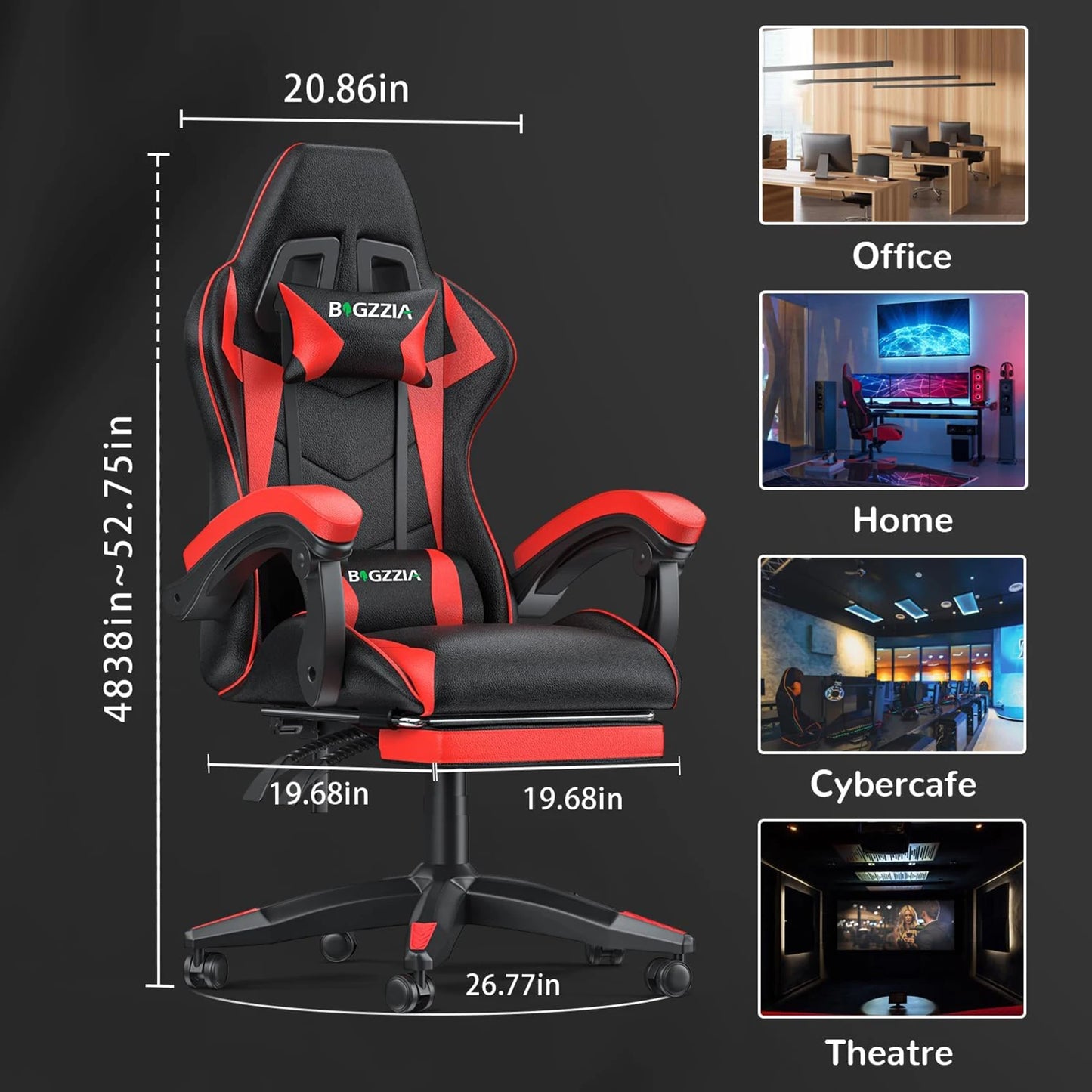 Gaming Chair with Footrest Gamer Chairs Ergonomic with Lumbar Cushion